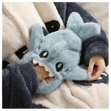 (BLUE SHARK 1000ML, One size) 500ml Cute Hot Water Bottle Long-term Heat Pvc Hot Water Bag Bed Bottle With Fluffy Plush Cover