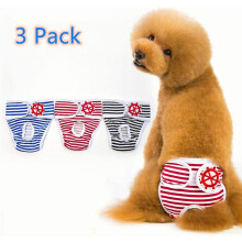 (As show, One size) 3 Underwear (xxl) Dog Sanitary Pants Reusable Bitch Diaper Washable Menstrual Sanitary Safety Pants Diaper Panty For Physiological Pets Package
