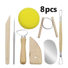 (As show, One size) 8pcs Pottery Craft Tools Clay Sculpture Kit