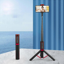 (As show, One size) Red Selfie Perch, Selfie Stick Tripod Monopod Bluetooth Telescopic 3 in 1 Extendable 270 Rotation TikTok for iPhone and Android, Video Recording, Blog