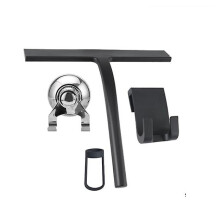 (As show, One size) Shower Squeegee With Suction Cup Holder - 28 Cm Black - Window Squeegee For Bathroom - Silicone Stainless Steel Windows Hook Included Shower Accessori