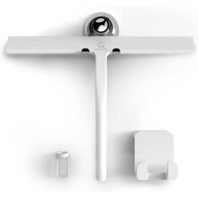 (As show, One size) Shower Squeegee With Suction Cup Holder - 28 Cm White - Window Squeegee For Bathroom - Silicone Stainless Steel Windows Hook Included Shower Accessori