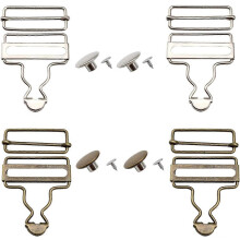 (As show, One size) (Silver, Bronze) 4 Pieces Overalls Buckles, Metal Suspender Buckles, Metal Buckles with Sliding Rectangular Fasteners, for Suspenders, Belts, Jackets