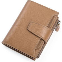 (As show, One size) Women's Wallet Genuine Leather Slim Coin Purse Coin Women Zipper Wallet and Multi Cards Anti RFID Blocking Short Wallets