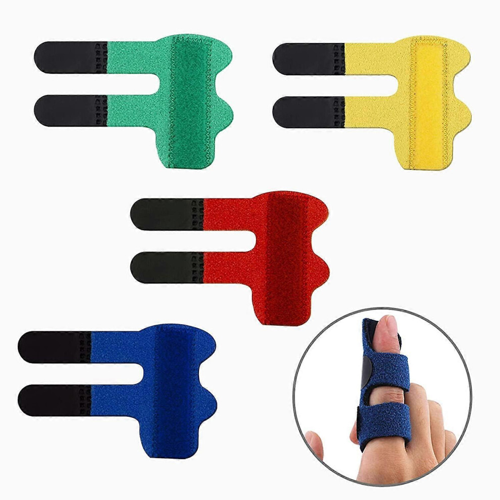 (As show, One size) 4 Pieces Finger Finger Straightener Finger Support Stabilizer Brace for Broken, Mashed, Sprained, Swollen Fingers, Arthritis or Te