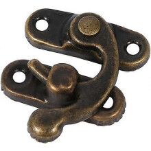 (As show, One size) 12X Antique Left/Right Latch Hook Hasp Horn Latch with Screw Latch Bag DIY Wood Jewelry Box Decoration Decorative Gift Wine Wooden Box (Right-Dark Bro