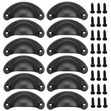 (As show, One size) 12PCS Round Handles in Black, Vintage Sliding Kitchen Cabinet Drawer Handles, Vintage Cabinet Door Handles, Furniture Handles, Iron Handles, With Scre