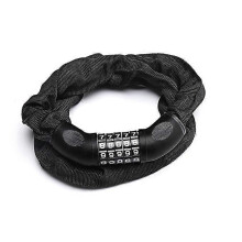 (As show, One size) Bicycle lock with chain and 5-digit combination lock, 105 cm, set of 1, black