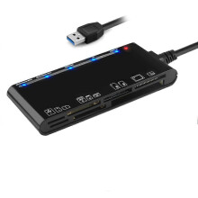 (As show, One size) USB 3.0 Card Reader, Rocketek 7 in 1 Memory Card Reader, USB 3.0 (5Gbps) High Speed CF/SD/TF/XD/MS/Micro SD Card Solt All in One Card Reader for Windo