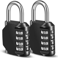 (As show, One size) Combination Padlock - 4 Digit Black Security Padlock - Combination Padlock - Locker Padlock - Luggage Padlock - Drawer (2pcs)
