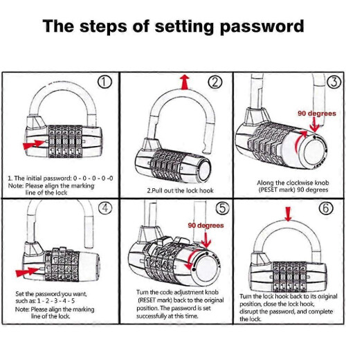 (As show, One size) Padlock, Code Padlock, with 5 Digit Padlock, 2 Pieces Code Padlock, Combination Padlock 2