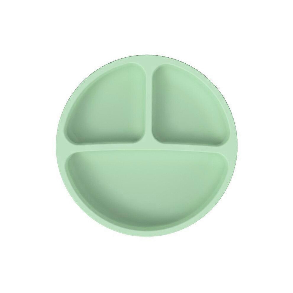 (As show, One size) Green Silicone Plates with Suction Cup for Baby- Pack of 1- Tableware Set Table Non-Slip Unbreakable Divided Plates- Dishwasher an