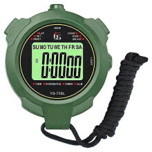(As show, One size) Stopwatch, professional 2-memory stopwatch with silent and luminous function for sports.