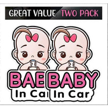 (As show, One size) 2 Baby in Car Sign Stickers for Girls, Baby Car Sticker Removable Safety Announcement Board Sticker, Cute Baby Window Car Sticker13cm(Girl)