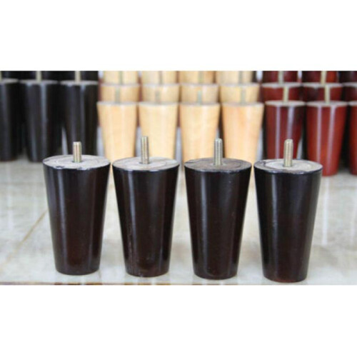 4pcs Cone Shape Eucalyptus Solid Wood Furniture Sofa Legs Black 4*6*10cm 2
