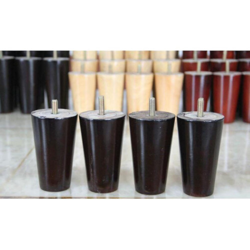 4pcs Cone Shape Eucalyptus Solid Wood Furniture Sofa Legs Black 4*6*10cm 1