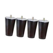 4pcs Cone Shape Eucalyptus Solid Wood Furniture Sofa Legs Black 4*6*10cm