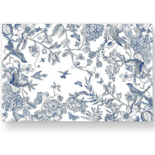 2025 Latest Model 50 Pack Flower and Bird Paper Placemats Blue and White Hydrangea Branches