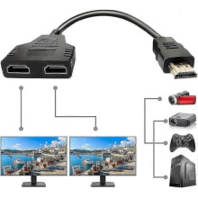 1080p HDMI Splitter Adapter with Male to Dual Female HDMI Connectors