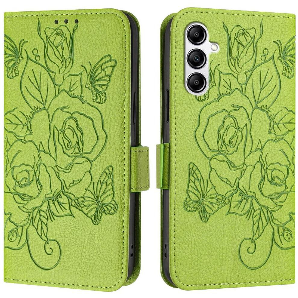 Photos - Case   for Samsung Galaxy A14 4g Magnetic Wallet with Credit Card Slot Pu Leather(Green)