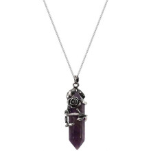 Hanging Pendant Crystal Necklace Decor Charm Ornament Accessory Hexagonal Column Purple 30X1.5X1.5CM DIY Accessory 1Pcs