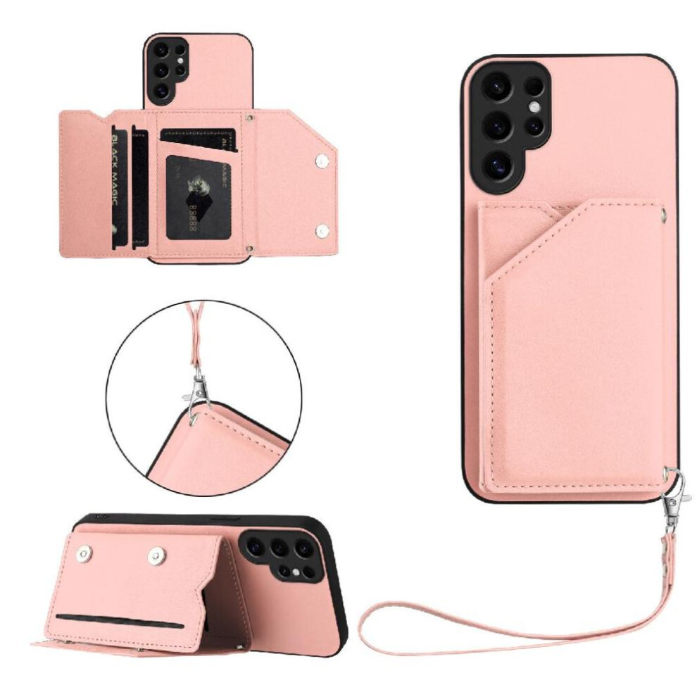 Photos - Case  Compatible  for Samsung Galaxy S24 Ultra Accurate Incision Kickstand Function High Quality Unique(Pink)