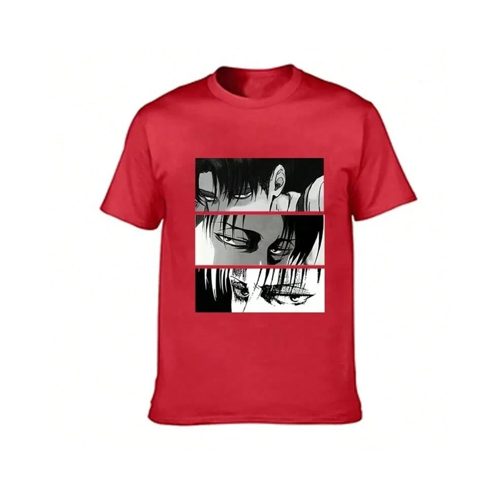 (6, XXXL) Men's T-shirt Japanese anime attack Titan Levi Ackerman Eye Punk Top Summer Harajuku Graphic T-shirt 100% cotton