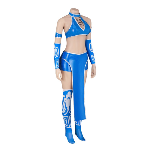 (Blue, L) Kitana MK9 Cosplay Costume – Blue Bikini Combat Set 2