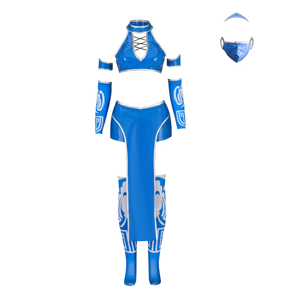 (Blue, XS) Kitana MK9 Cosplay Costume â Blue Bikini Combat Set