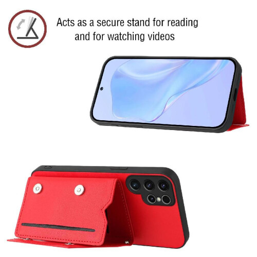 (Red) Compatible Case for Samsung Galaxy S23 Ultra High Quality Kickstand Function Unique Accurate Incision 1
