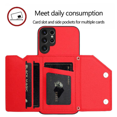 (Red) Compatible Case for Samsung Galaxy S23 Ultra High Quality Kickstand Function Unique Accurate Incision 2