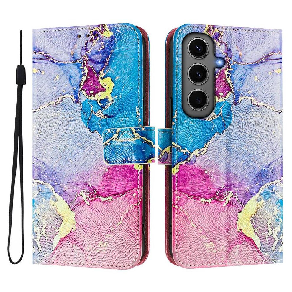 (C2) Case For Samsung Galaxy S24 Plus Wrist Strap Pattern Magnetic Closure Flip Leather Wallet 764563647286
