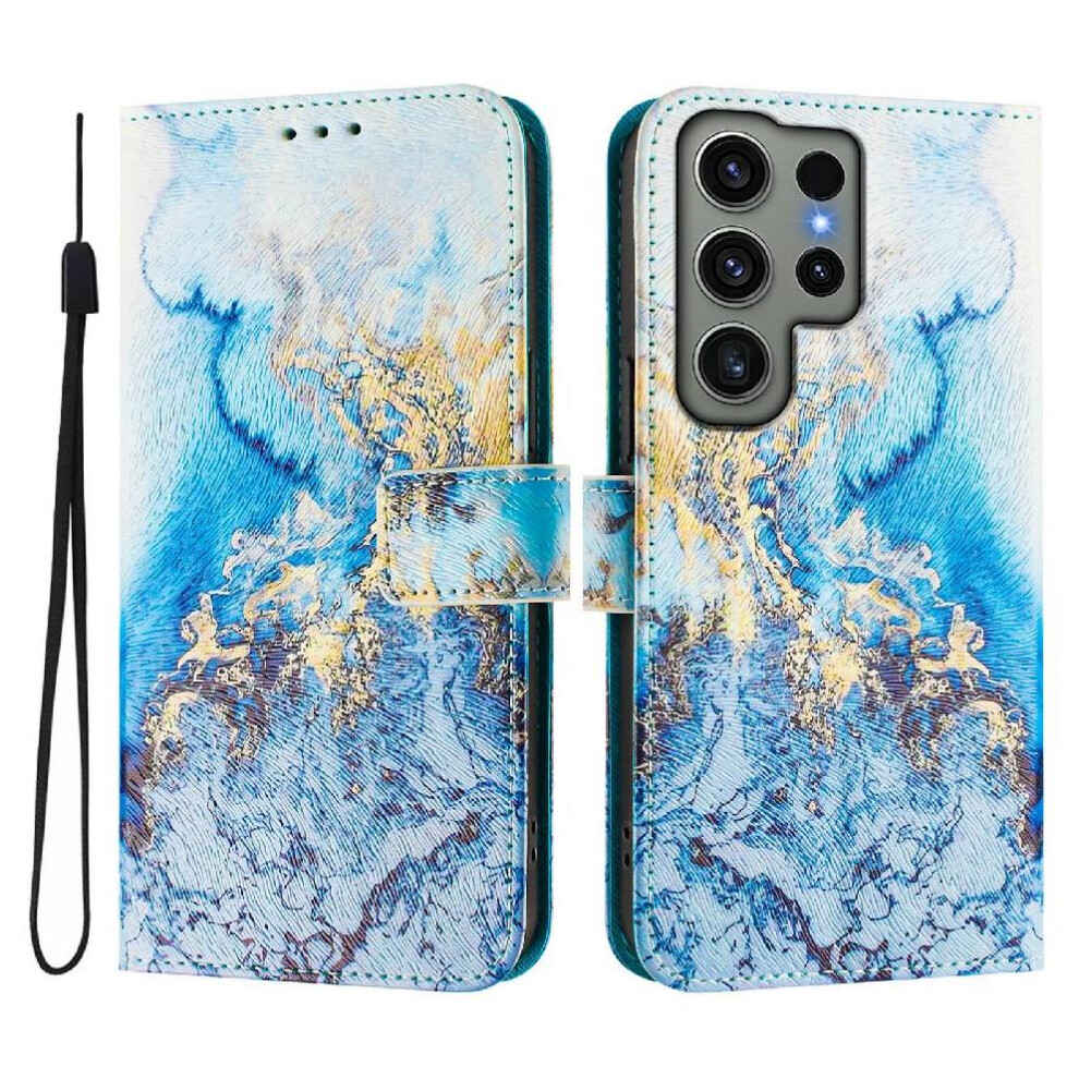 (C1 ) Case For Samsung Galaxy S23 Ultra Flip Leather Wallet Wrist Strap Pattern Magnetic Closure 764563647330