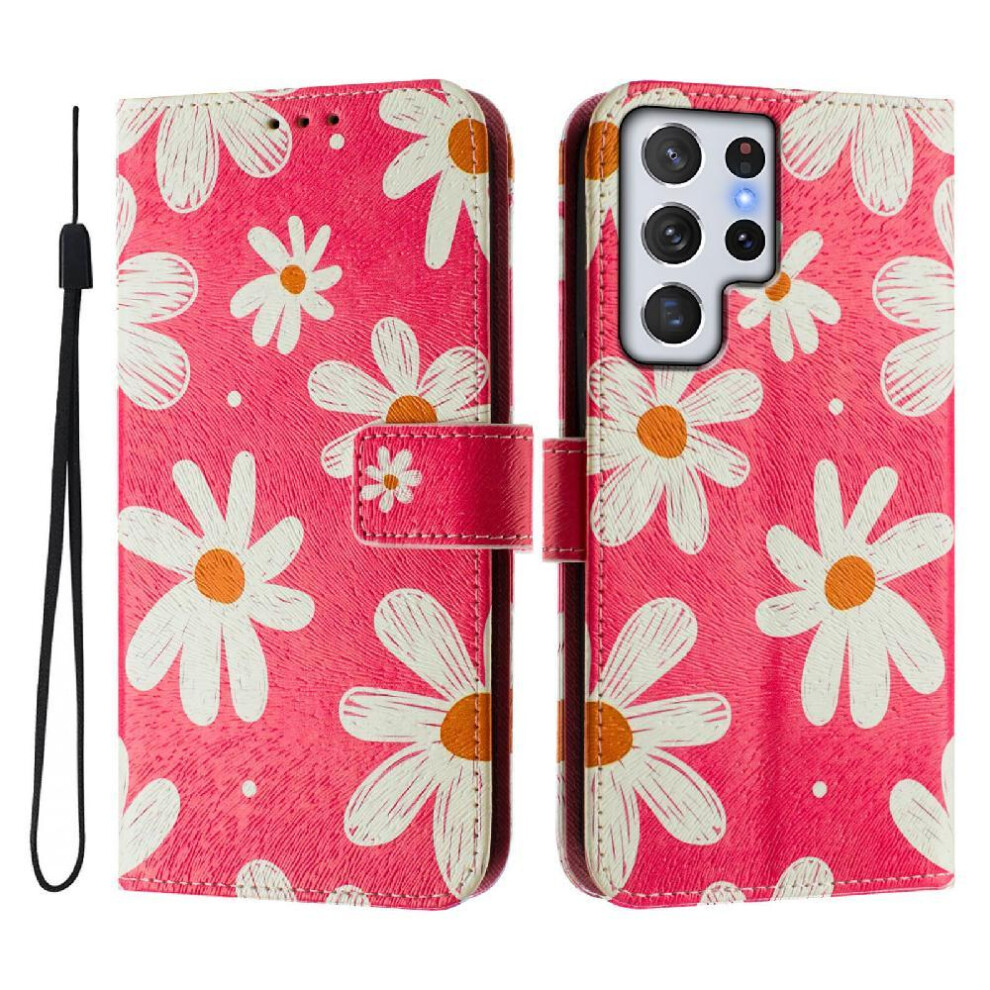 (Ohter) Case For Samsung Galaxy S22 Ultra Flip Leather Wallet Wrist Strap Pattern Magnetic Closure 764563647606