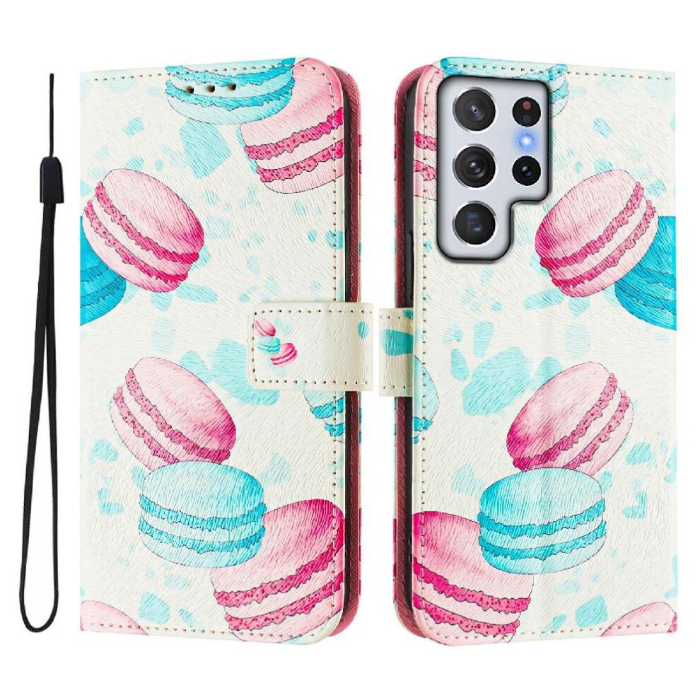 (C5 ) Case For Samsung Galaxy S22 Ultra Flip Leather Wallet Wrist Strap Pattern Magnetic Closure 764563647613
