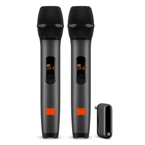 Wireless Two Microphone System with Dual-Channel Receiver, Microphone for Karaoke, Party Singing, DJ