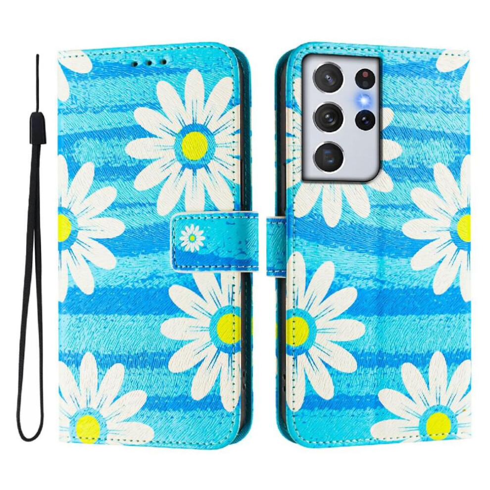 (C3 ) Case For Samsung Galaxy S21 Ultra Flip Leather Wallet Pattern Magnetic Closure Wrist Strap 764563647774