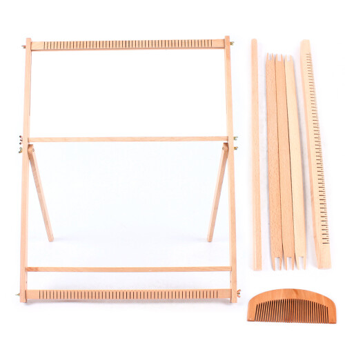 Weaving Loom Frame,Wooden Weaving Machine W/ 3 Adjustable Gears 2