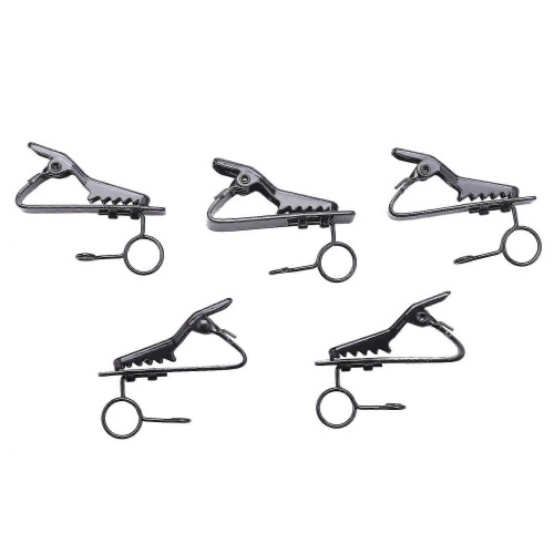 (As show, One size) 5 Pcs Ring Mini 7.5 Mm Microphone Clip Holder Tie Clip Clip Practical (black)