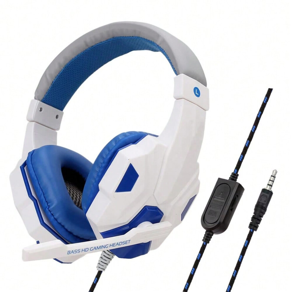 (WHITE) 3.5mm Wired Gaming Headphones With Microphone 120 Adjustable PC Bass Stereo Gamer Headset For PS4 PS5 Xbox Smartphone Laptop-image-OPC-PHP5HBB-NEW