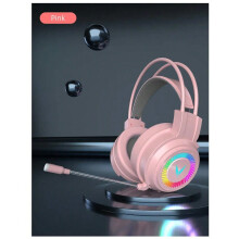 (Pink) G58 G60 Gaming Headset 7.1 Stereo SVirtual Surround Bass Earphone Headphone with Mic LED Light for Computer PC Gamer Foldable