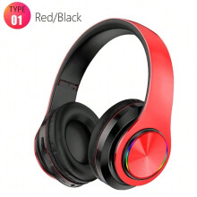 (Type 1 Red) Wireles Bluetooth Headphone Over-Ear Foldable Colorful Stereo Computer Wireless Earphone Noise Cancellation HIFI Gaming Headset