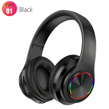 (Type 1 Black) Wireles Bluetooth Headphone Over-Ear Foldable Colorful Stereo Computer Wireless Earphone Noise Cancellation HIFI Gaming Headset