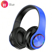 (Type 1 Blue) Wireles Bluetooth Headphone Over-Ear Foldable Colorful Stereo Computer Wireless Earphone Noise Cancellation HIFI Gaming Headset