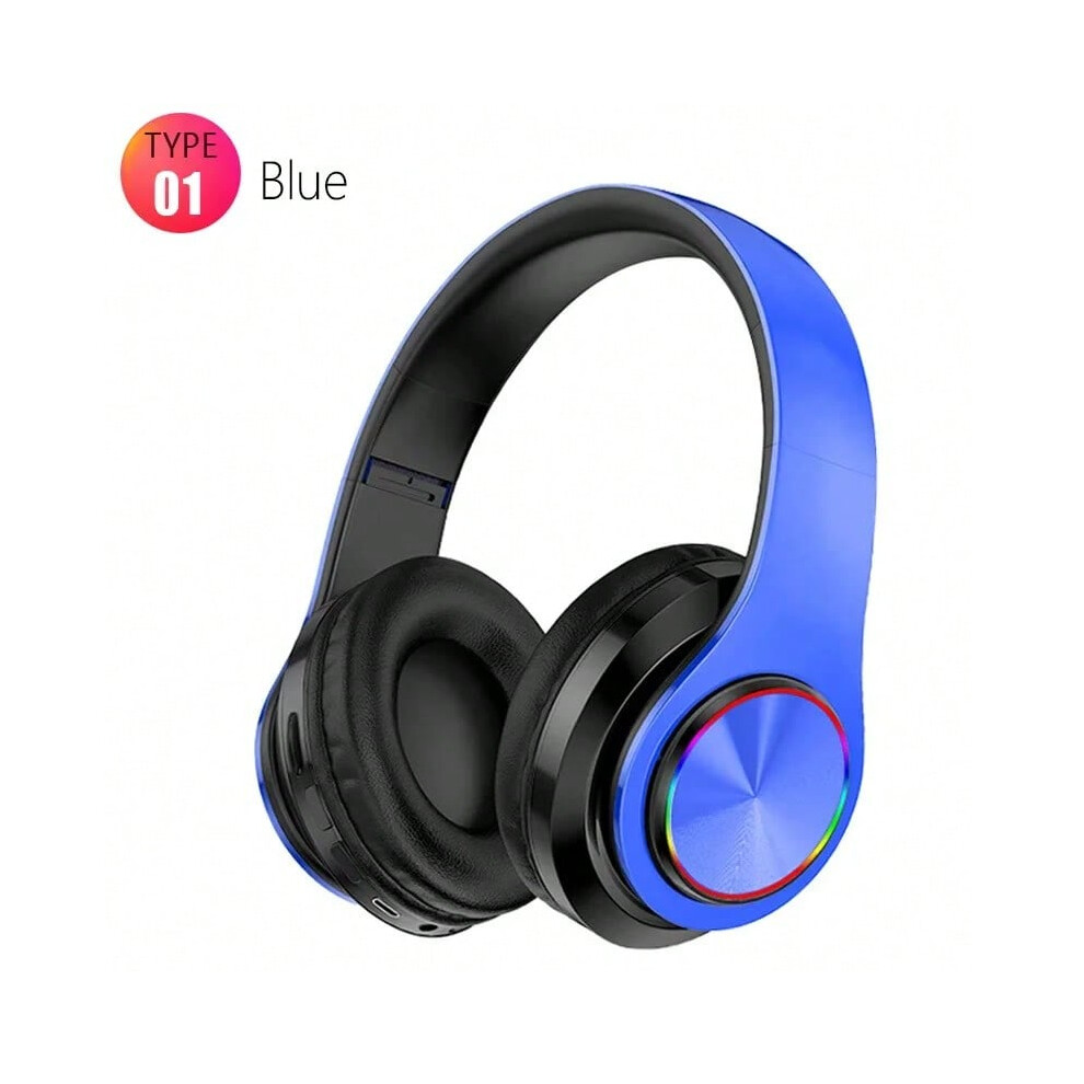 (Type 1 Blue) Wireles Bluetooth Headphone Over-Ear Foldable Colorful Stereo Computer Wireless Earphone Noise Cancellation HIFI Gaming Headset-image-OPC-PHP5HFN-NEW