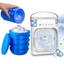 Draagbare airconditionerventilatorset, mini-verdamperluchtkoeler met 7-kleuren LED-licht, 1/2/3 uur timer, 3 windsnelheden en 3 sproeis