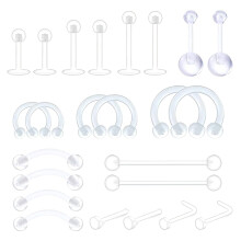Transparante piercing sieradenhouder, 24 stuks onzichtbare kunststof lichaam sieraden set voor Chirurgie, Arbeit & Sport