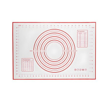 Antikleber Silicone Backmat met metingen - 40x60cm Grote glijvast bakkermat voor deegwalz, kneden, koeken, brood, pizza & fondant (rood,