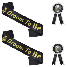 Stag Party Accessoires, Bruidegaam Abzeichen Set, van Satijn stof met warmteoverdrachtsdruk, perfect voor Hirsch Partys, Junggesellen Partys