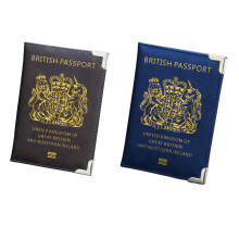 FWORUAIS Britse paspoort houder, UK paspoort portemonnee voor mannen vrouwen, PU leer paspoort deksel voor Travellue en donkergrijs